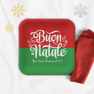 Assiettes En Carton Bouon personnalisé Natale Italien Joyeux Noël