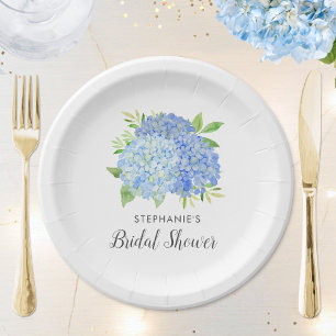 Assiettes En Carton Bouquet Blue Hydrangea Fête des mariées fleurie