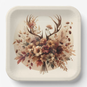 Assiettes En Carton Bouquet d'automne Deer Antler