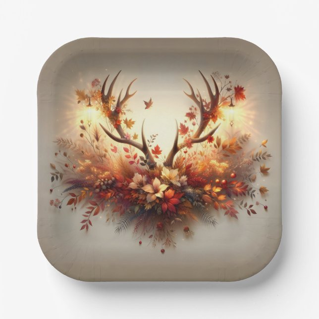 Assiettes En Carton Bouquet d'automne Deer Antler (Recto)