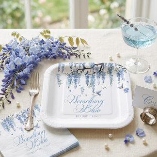Assiettes En Carton Bouquet de fleurs sauvages bleues pour la fête de 