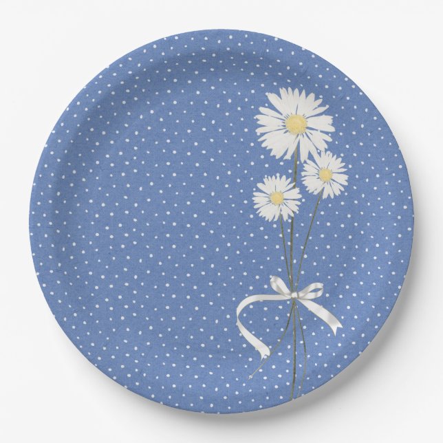 Assiettes En Carton Bouquet de marguerite d'anniversaire et plaque en  (Devant)