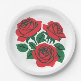 Assiettes En Carton Bouquet de roses rouges Mariage Formel