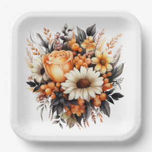 Assiettes En Carton Bouquet fleuri