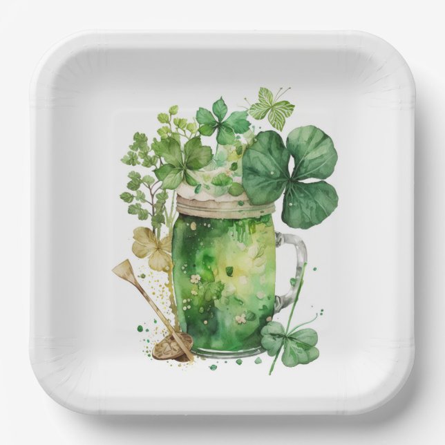 Assiettes En Carton Bouquet Shamrock de la Saint-Patrick (Recto)