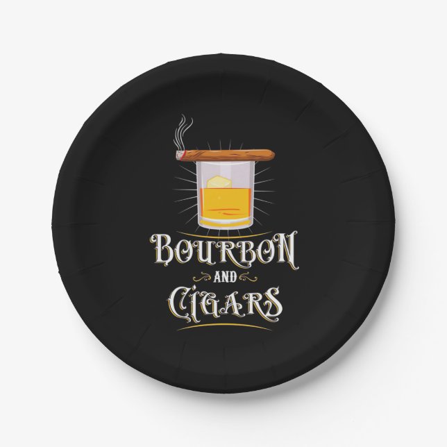 Assiettes En Carton Bourbon And Cigars (Devant)