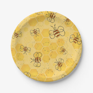 Assiettes En Carton Bourdonnement d'abeilles Abeilles à miel Mignonnes
