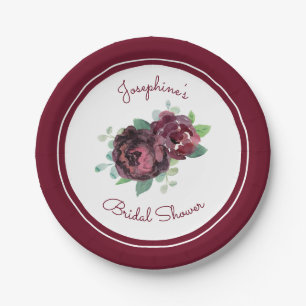 Assiettes En Carton Bourgogne Rose Fête des mariées florale