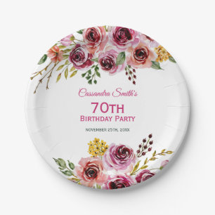 Assiettes En Carton Bourgogne Violet Brown Rose Rustique Floral Annive