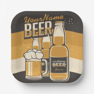 Assiettes En Carton Bouteille de bière personnalisée Barre de brassage