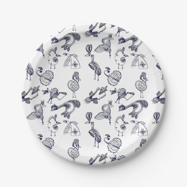 Assiettes En Carton Bouteille de café aux oiseaux de fée (Devant)