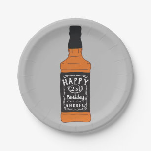 Assiettes En Carton Bouteille de Whiskey 21e anniversaire Amateurs de 