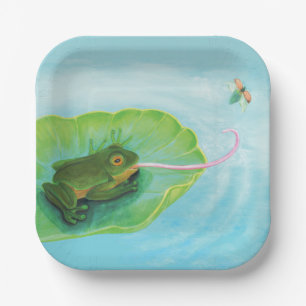 Assiettes En Carton Bouton de capture de grenouille