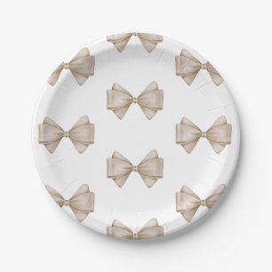 Assiettes En Carton Bow Beige Baby shower Boho moderne