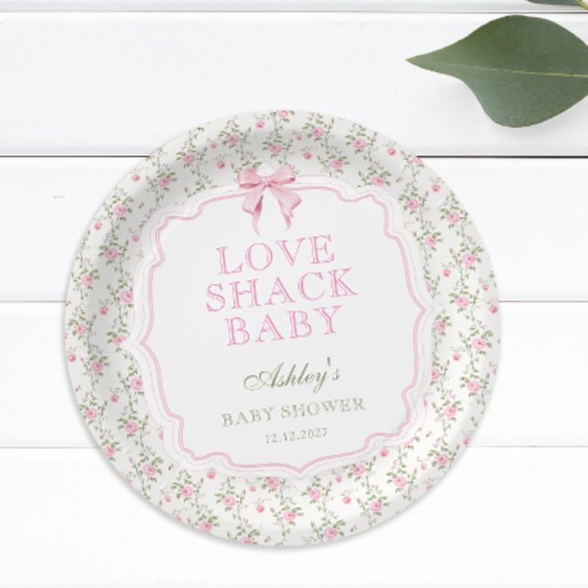 Assiettes En Carton Bow rose Love Shack Baby shower élégant (Créateur téléchargé)