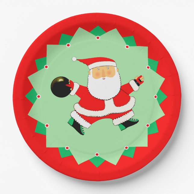 Assiettes En Carton Bowling Christmas Holiday Party (Devant)
