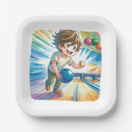 Assiettes En Carton Bowling Party Boy's Anime Birthday