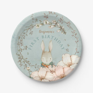 Assiettes En Carton Boy Boy vintage Cute Bunny 1er anniversaire