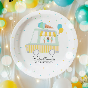 Assiettes En Carton Boy Crème de glace Camion Décorations d'anniversai