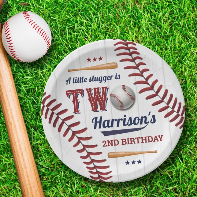 Assiettes En Carton Boys Baseball 2e anniversaire (Créateur téléchargé)