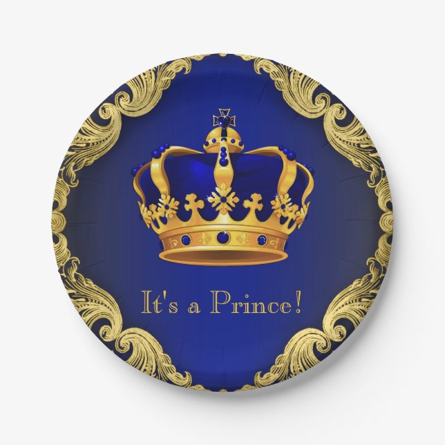 Assiettes En Carton Boys Prince Baby shower Plaques en papier (Devant)