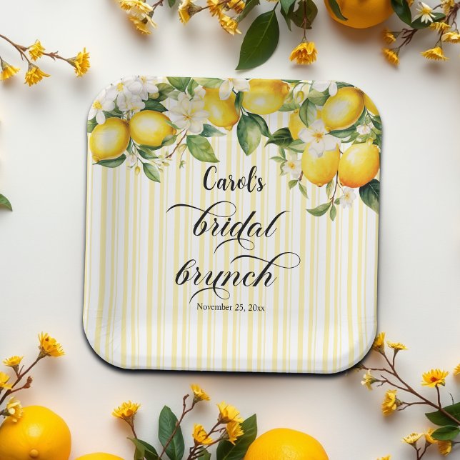 Assiettes En Carton Branche de citron Méditerranéen Brunch de mariage  (Créateur téléchargé)