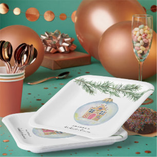 Assiettes En Carton Branche d'hiver avec baby shower jouet