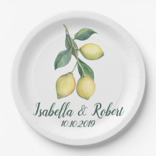 Assiettes En Carton Branche du citron Détail de l'invité Mariage
