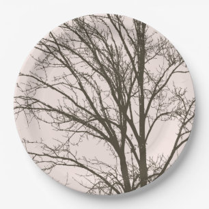 Assiettes En Carton Branches d'arbre Brown rose pâle