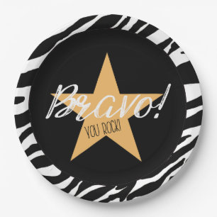 ASSIETTES EN CARTON "BRAVO ! TU ROCK !"