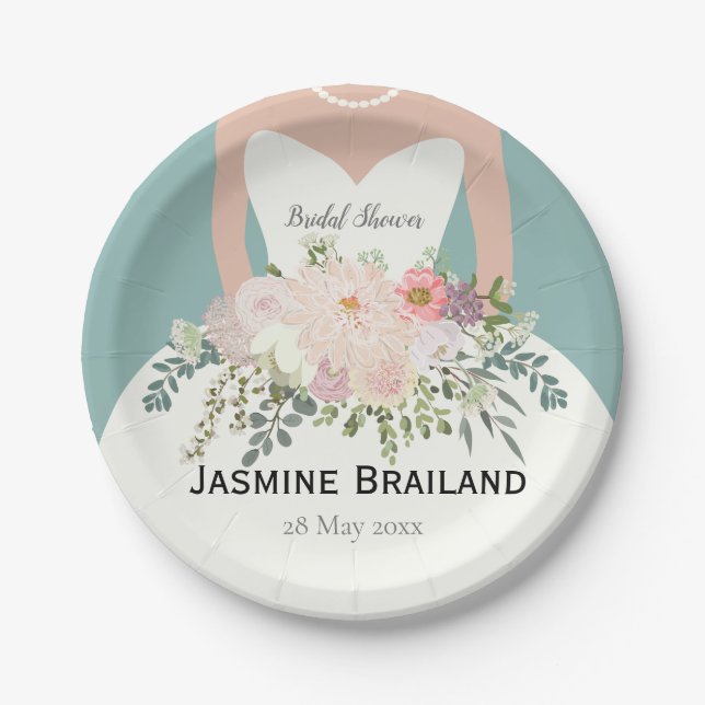 Assiettes En Carton Bride silhouette nuptiale douche personnalisée (Devant)