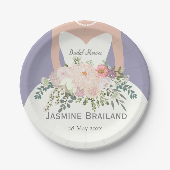 Assiettes En Carton Bride silhouette nuptiale douche personnalisée (Devant)