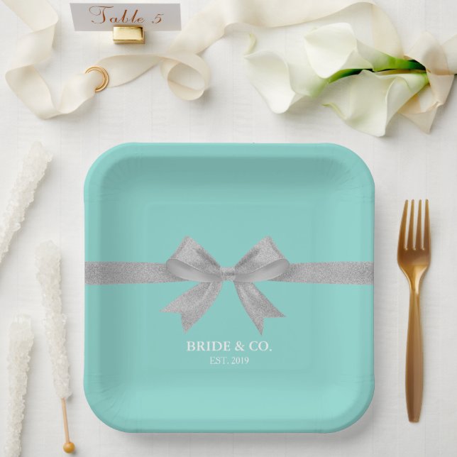 Assiettes En Carton BRIDE Touch Of Silver Personnalisé Douche Party (Mariage)