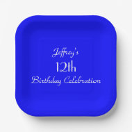 Assiettes En Carton Bright Blue Paper Plates, 12th Birthday Party