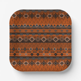 Assiettes En Carton Bright ethnic striped pattern.