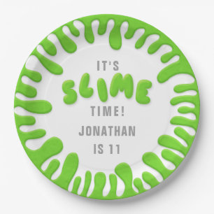 Assiettes En Carton Bright neon green slime party