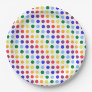 Assiettes En Carton Bright Rainbow Polka Dot Stripes