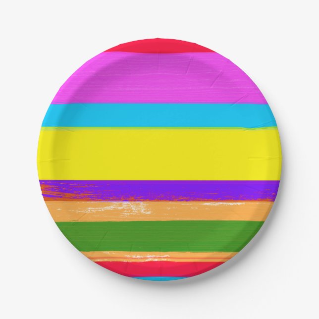 Assiettes En Carton Bright Stripes Fiesta Cinco De Mayo Anniversaire (Devant)