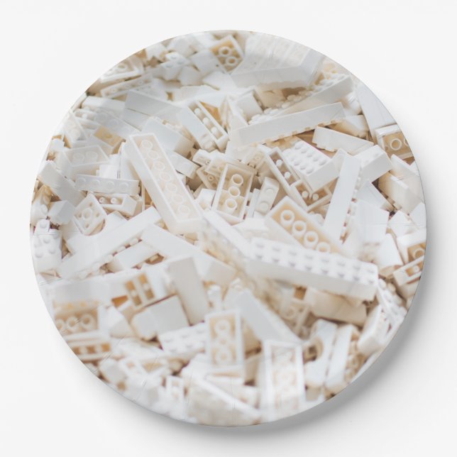 Assiettes En Carton briques blanches (Devant)
