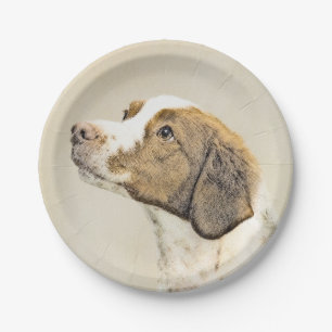 Assiettes En Carton Brittany Peinture - Cute Original Chien Art