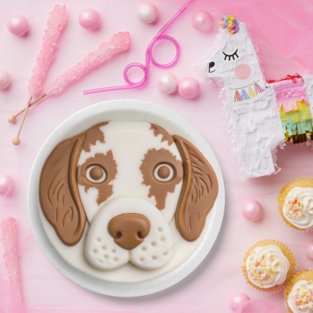 Assiettes En Carton Brittany Spaniel Chien 3D Inspiré (Fête)