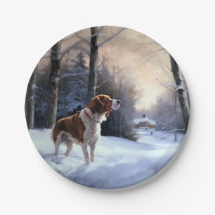 Assiettes En Carton Brittany Spaniel Laissez Neige Noël