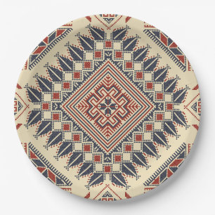 Assiettes En Carton Broderie palestinienne traditionnelle