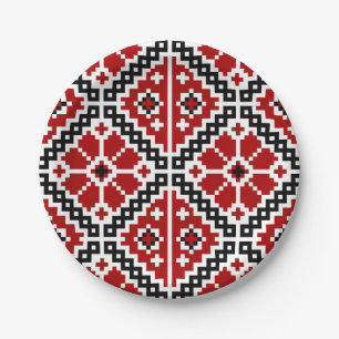 Assiettes En Carton Broderie ukrainienne