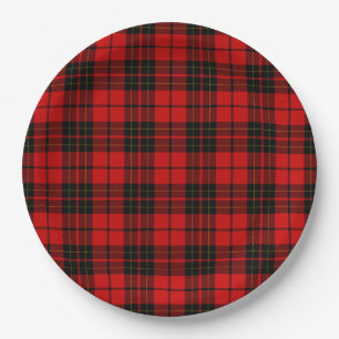 Assiettes En Carton Brodie tartan rouge noir plaid