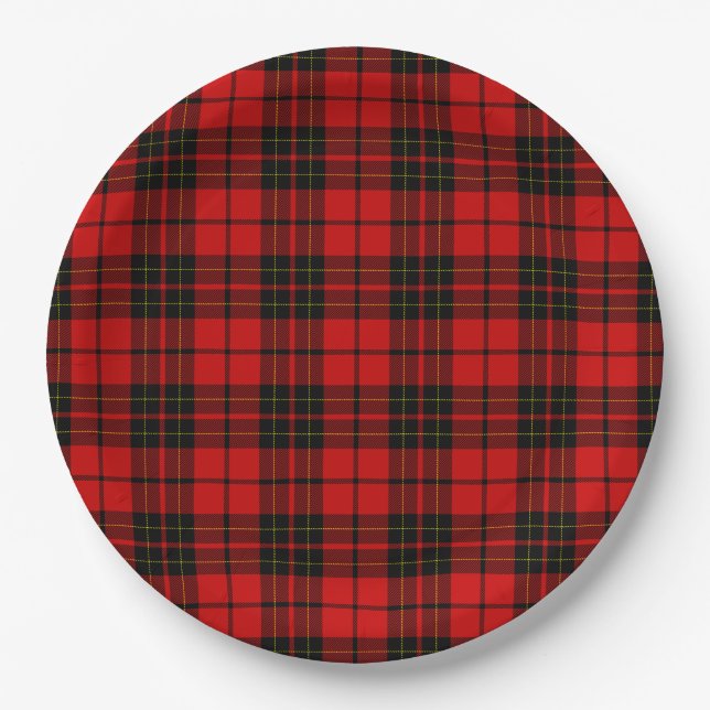 Assiettes En Carton Brodie tartan rouge noir plaid (Devant)
