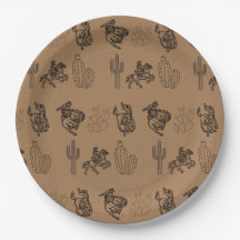 Bronc Cowboys and Cactus Papier Party Plaque