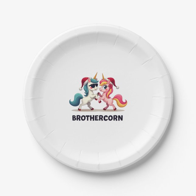 Assiettes En Carton Brother-corn Unicorn Matching Family Pajama Christ (Devant)