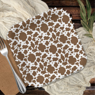 Assiettes En Carton Brown Cow Spots Faux Cowhide Motif