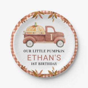 Assiettes En Carton Brown Foliage Petit camion Citrouille Anniversaire